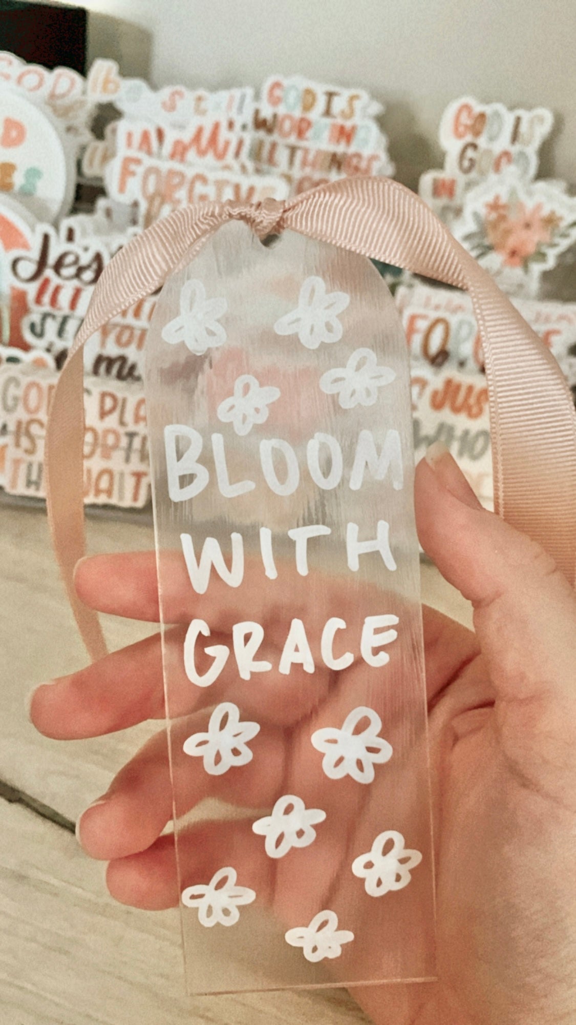 Bloom With Grace Clear Acrylic Bookmark