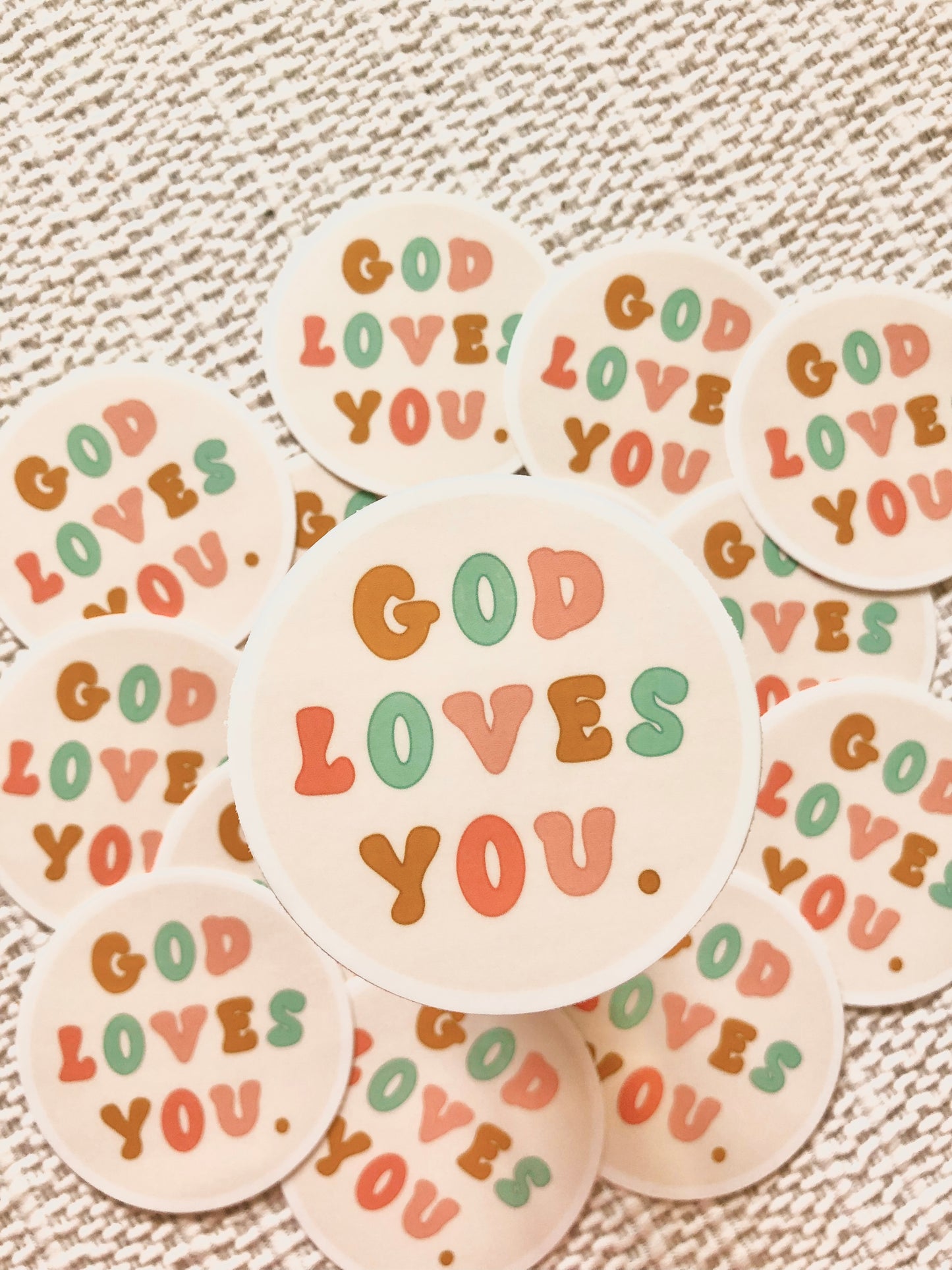 God Loves You Circle Vinyl Sticker