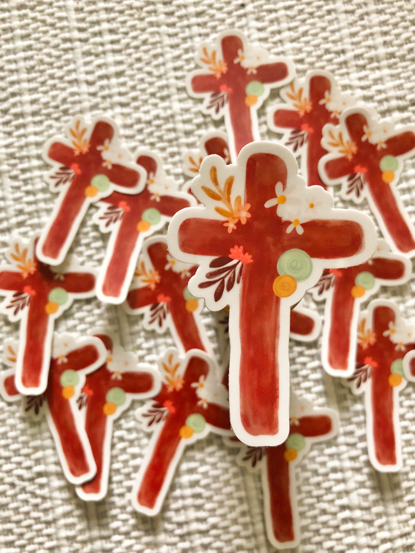 Watercolor Floral Cross Vinyl Sticker