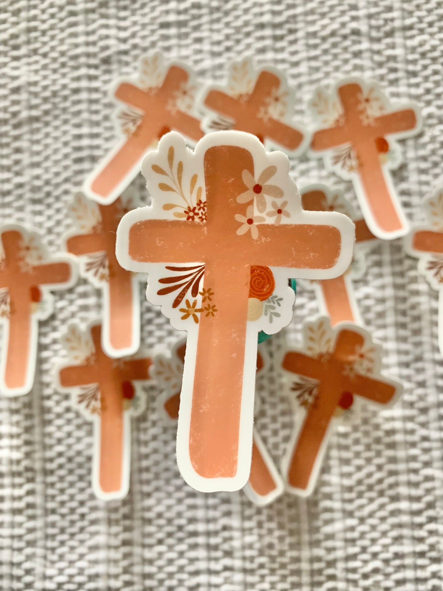 Floral Cross Vinyl Sticker