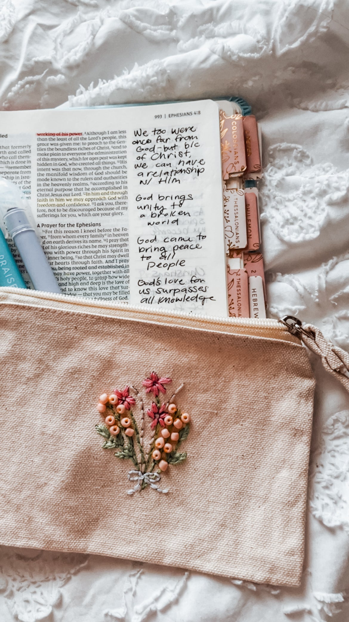 Bouquet Floral Embroidered Zipper Pouch