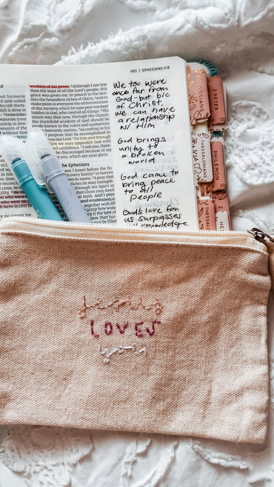 Jesus Loves You Embroidered Zipper Pouch