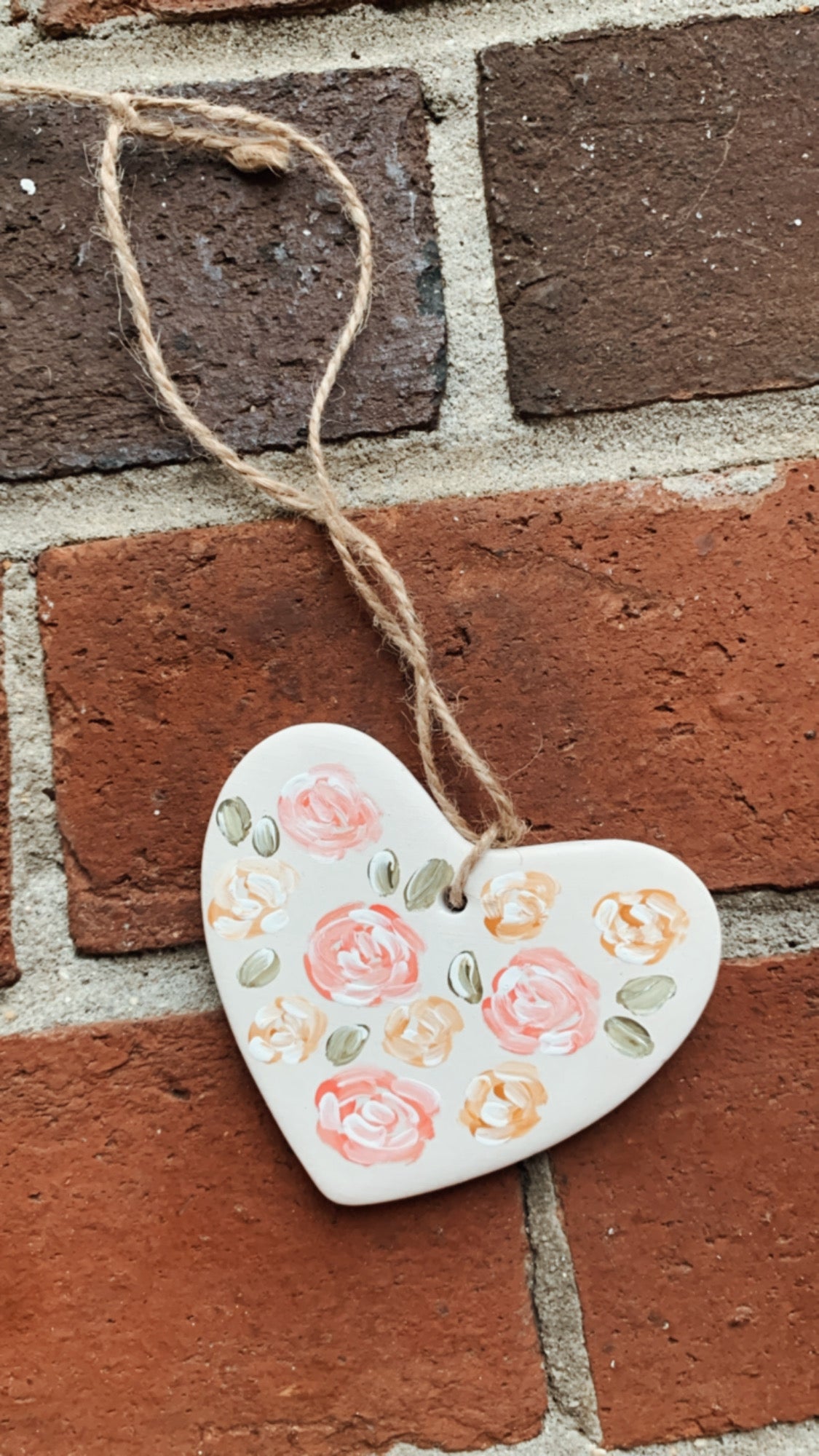 Painted Heart Ceramic Ornament