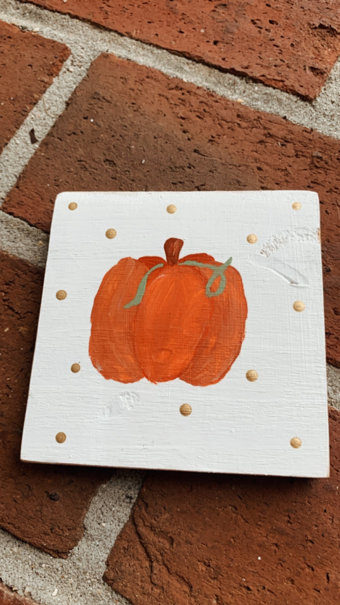 Pumpkin Fall Hand-Painted Wooden Coaster