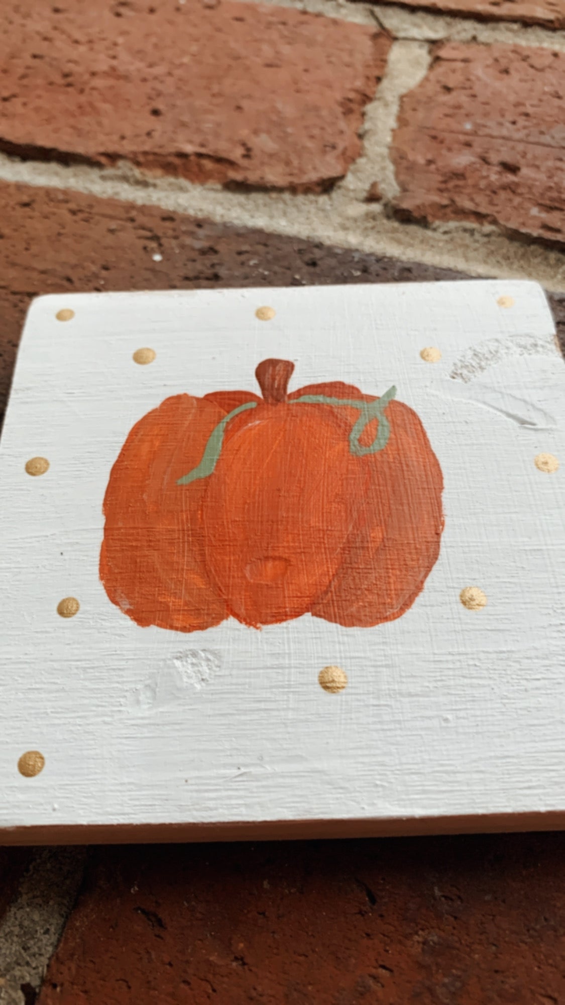 Pumpkin Fall Hand-Painted Wooden Coaster