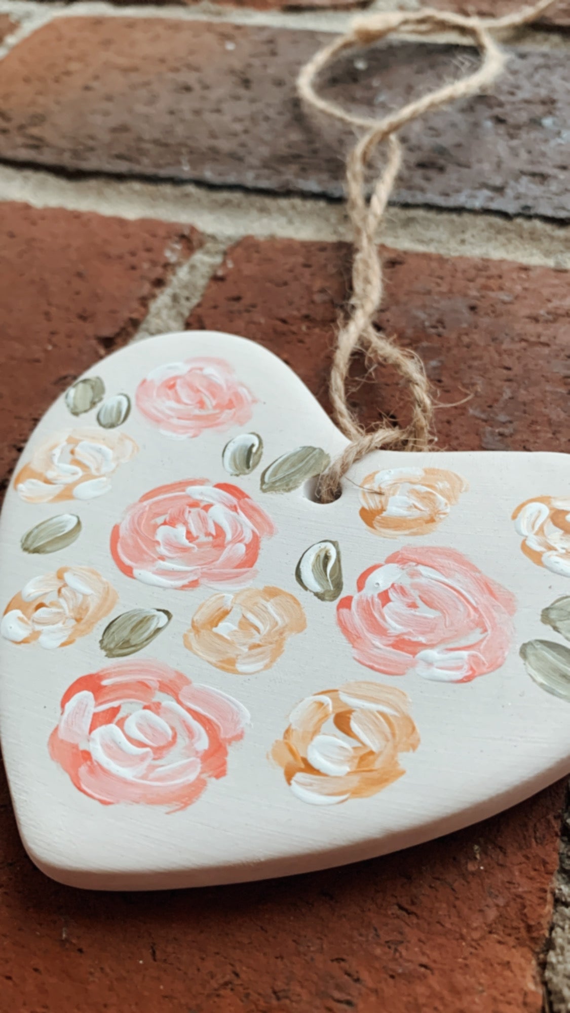 Painted Heart Ceramic Ornament