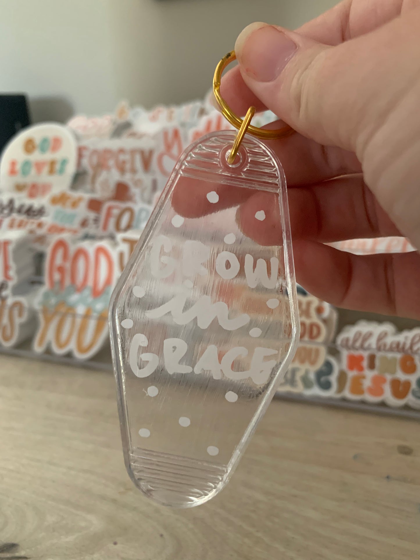 Grow In Grace Clear Acrylic Keychain