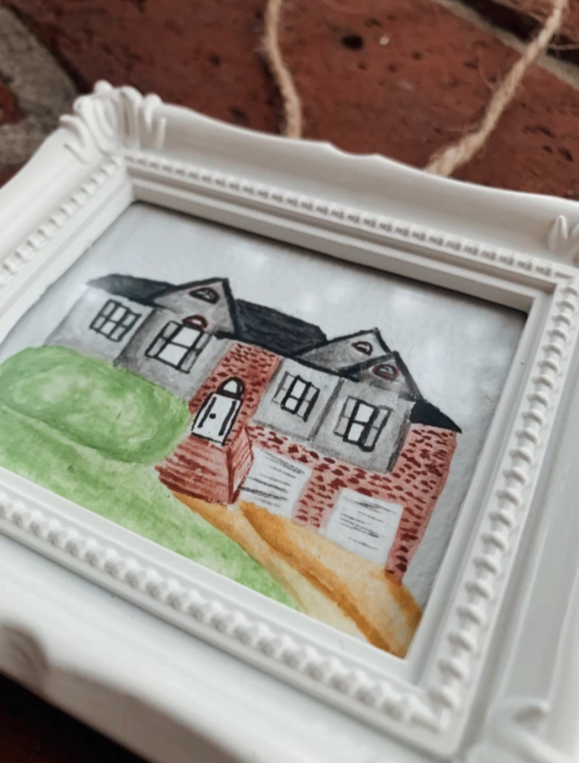 Custom Hand-Painted Watercolor Ornament in 4 x 3.5" Mini Frame