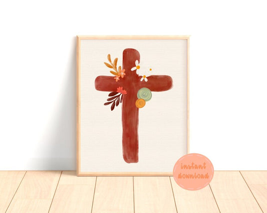 Floral Cross Digital Print